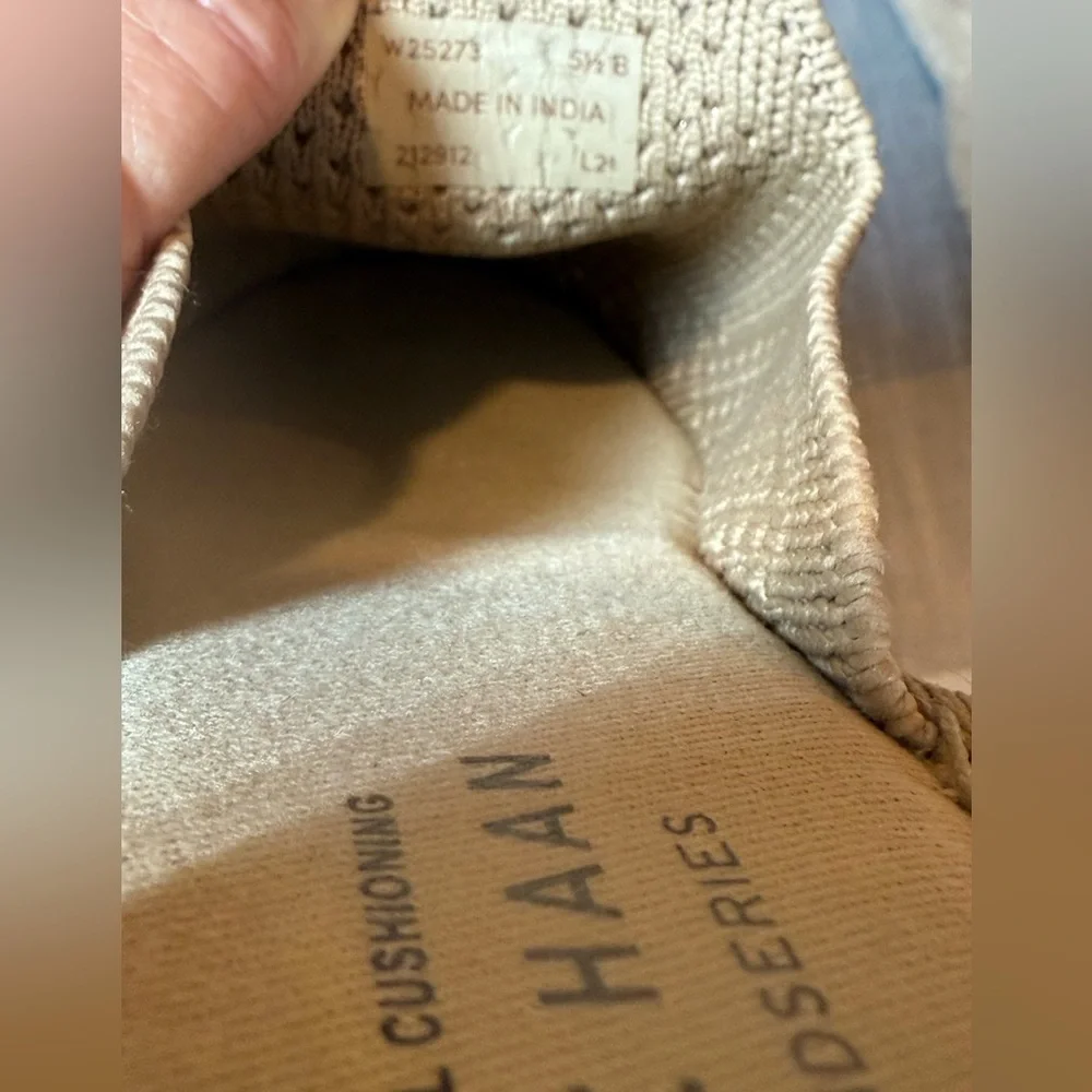 Cole Hawn Cloudfeel Stitchlite Mule Espadrille in Sesame Tan, size 5.5